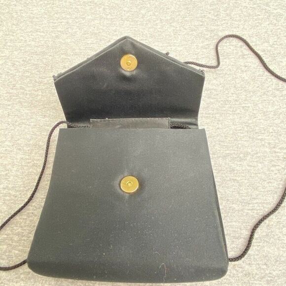 Vintage Andre Cellini Purse Womens Black Satin Beaded Evening Bag Cross Body - Picture 6 of 8